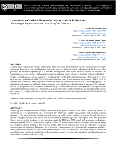 Mentor&iacute;a en Educaci&oacute;n Superior: Revisi&oacute;n de la Literatura