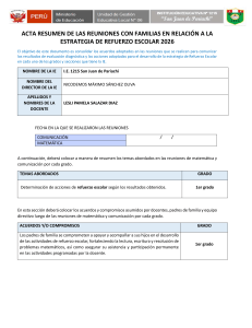 Acta de reuniones familiares: Estrategia de Refuerzo Escolar 2026