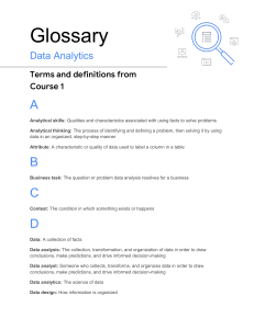Data Analytics Glossary: Course 1 Terms