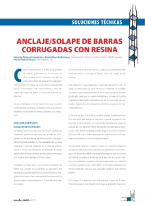 Anclaje y solape de barras corrugadas con resina