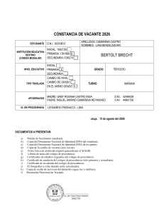 Constancia de Vacante 2026: Detalles de Transferencia de Estudiante