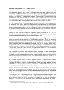 Educar en la incertidumbre: Filosof&iacute;a de la educaci&oacute;n democr&aacute;tica