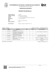 Reporte de Matr&iacute;cula - Universidad Nacional Mayor de San Marcos