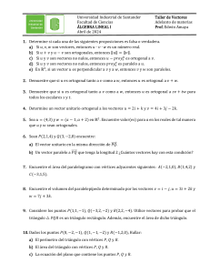 Taller de Vectores - &Aacute;lgebra Lineal I