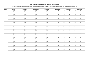 Programa Semanal de Actividades: Evaluaci&oacute;n de Dominio y Agrado