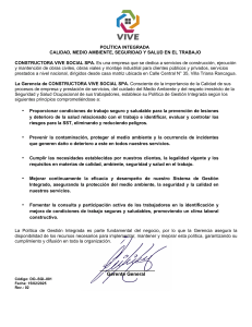 Pol&iacute;tica Integrada Calidad, Medio Ambiente, Seguridad y Salud