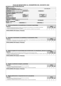 Ficha de Monitoreo Docente 2026: Evaluaci&oacute;n de Desempe&ntilde;o
