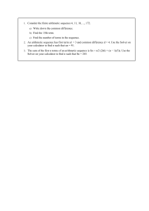 Arithmetic Sequence Math Worksheet