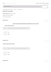 Mid Term Test 2026 English Exam