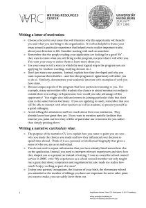 Guide to Writing Letters of Motivation & Narrative CVs