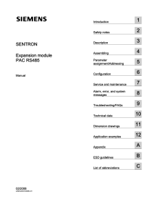 Siemens SENTRON PAC RS485 Expansion Module Manual