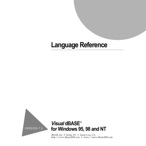 Visual dBASE 7.5 Language Reference Manual