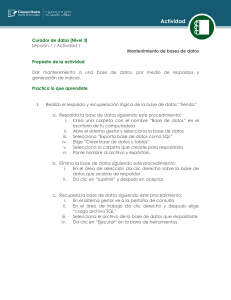 Mantenimiento de Bases de Datos: Actividad SQL