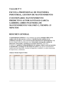 Cuestionario Mantenimiento Predictivo Taller 5 Ingenier&iacute;a Industrial