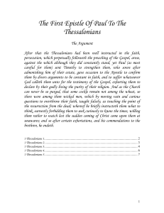 1 Thessalonians: Paul's Epistle to the Thessalonians