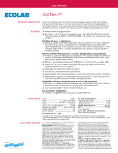 Vortexx Acid Sanitizer Product Data Sheet
