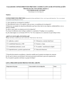 Taller de Conocimientos Previos y Expectativas de Investigaci&oacute;n - Contadur&iacute;a P&uacute;blica