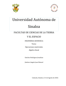 Operaciones matriciales &Aacute;lgebra lineal - Tarea Ingenier&iacute;a Geod&eacute;sica