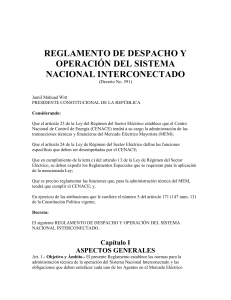 Reglamento de Despacho y Operaci&oacute;n del Sistema Nacional Interconectado
