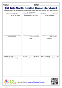 ESL Kids World: Relative Clause Storyboard Worksheet
