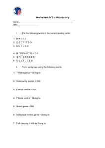 Vocabulary Worksheet N&deg;3: Spelling, Sentences, Dialogue