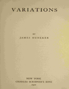 Variations by James Huneker: Essays on Arts & Culture