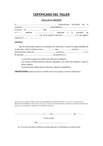 Certificado de Taller (Anexo III R.D. 866/2010)