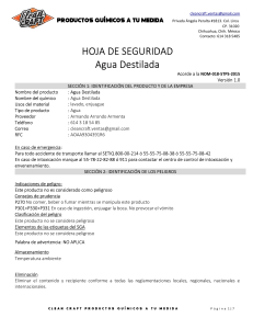 SDS Agua Destilada - Hoja de Seguridad Clean Craft