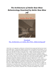 Atelier Bow-Wow: Behaviorology - Architectural Book