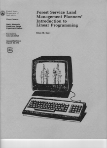 Forest Service Planners' Guide to Linear Programming