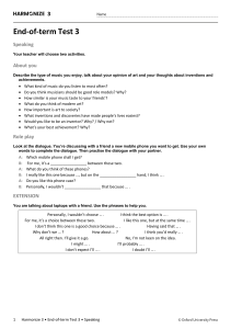 End-of-Term Speaking Test 3: Music, Art, Inventions, Role Play