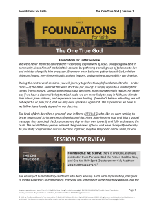 Foundations for Faith: The One True God Session 2