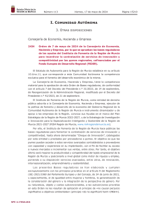 Orden Ayudas Innovaci&oacute;n y Competitividad PYMES Regi&oacute;n de Murcia 2024