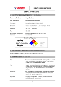 Hoja de Seguridad Limpia Contacto - Vistony