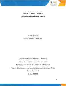 Leadership Identity Exploration Template for English III