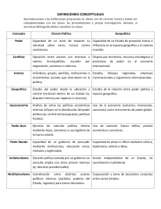 Definiciones Conceptuales: Ciencia Pol&iacute;tica y Geopol&iacute;tica