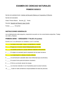 Examen de Ciencias Naturales Primero B&aacute;sico