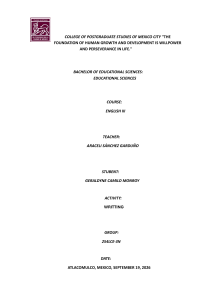 English III Writing Assignment - College of Postgraduate Studies