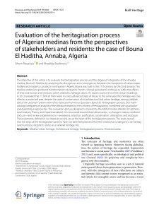 Heritagisation Process of Algerian Medinas: Bouna El Haditha Case Study
