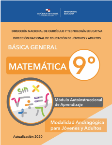 M&oacute;dulo Autoinstruccional de Aprendizaje Matem&aacute;tica 9&deg;
