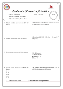 Evaluaci&oacute;n de Aritm&eacute;tica para 1&deg; de Secundaria