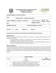 Syllabus Historia de la Ciencia 1 - UNAM Posgrado