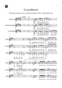 Partitura de "La jardinera" para Coro Femenino