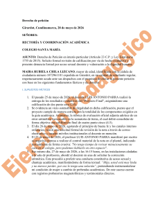 Petici&oacute;n formal de revisi&oacute;n de calificaci&oacute;n y denuncia de acoso sexual docente