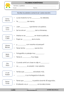 Ficha de trabajo: Palabras hom&oacute;fonas