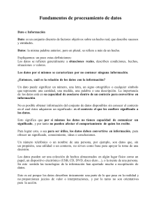 Fundamentos de procesamiento de datos: Dato e Informaci&oacute;n